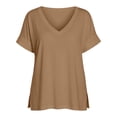 thumbnail image 6 of Xijirk Women's V-Neck Tunic T-Shirt Loose Fit Short Sleeve with Side Slits Casual Summer Top for Daily Wear,M, 6 of 7