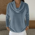 thumbnail image 6 of Women's Velvet Cowl Neck Tops Long Sleeve Casual Dressy Shirts Vintage Elegant Tunic Blouses Holiday Party Clothes Sky Blue S, 6 of 7