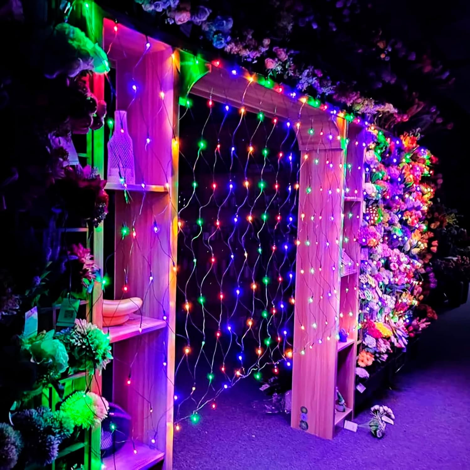 Garden Net Lights Battery Operated 2x3M 192LED Waterproof Net Mesh String Lights 8 Modes Fairy Lights for Indoor Outdoor Christmas Tree Bush Garden Backyard Décor