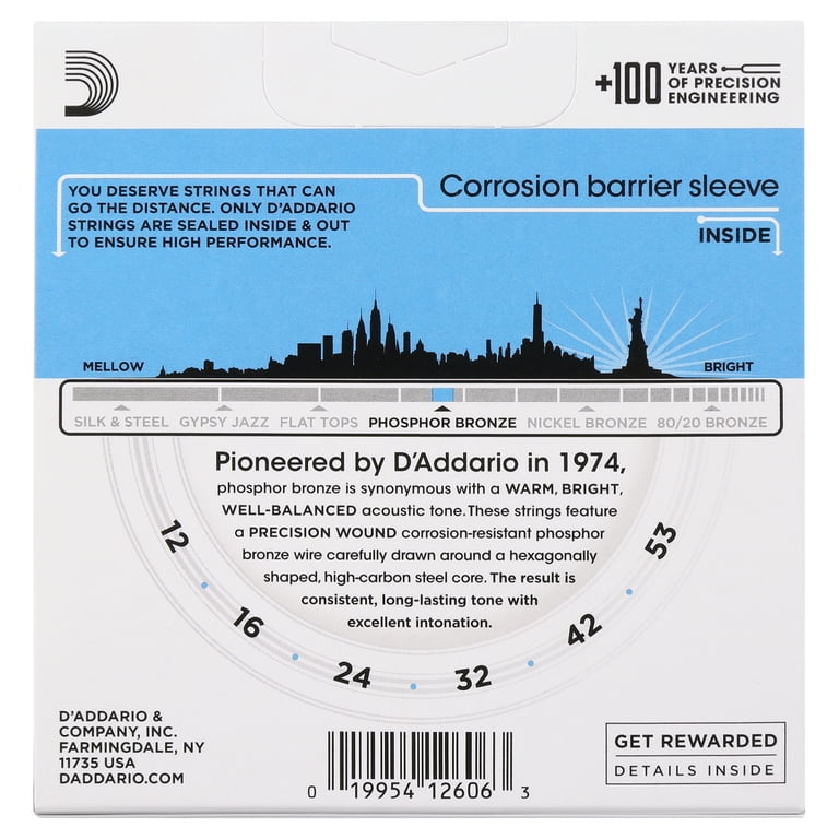 D'Addario EJ16 Phosphor Bronze Acoustic Guitar Strings, Light, 3-Pack photo 4