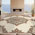 thumbnail image 2 of Design&I 2'x3' Washable Accent Rug Vintage Distressed Scroll Border Solid Minimalist Beige Boho Refined Structured for Kitchen, Pet Station, Friendly & Non-Slip Built-In Grip, 2 of 7