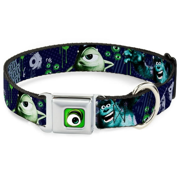 Disney Pet Collar, Dog Collar Metal Seatbelt Buckle, Monsters University Sully Mike Poses Grrrrr, 9.5 to 13 Inches 1.0 Inch Wide