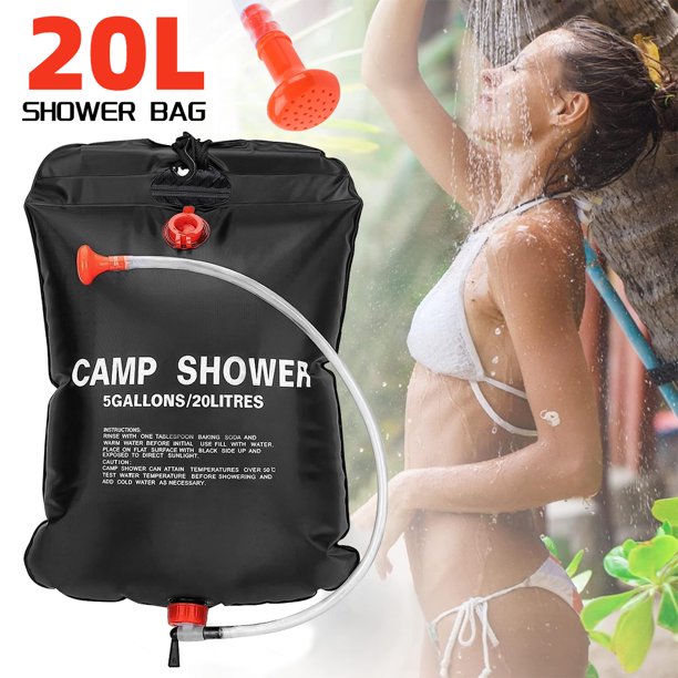 Portable Camping Solar Shower Bag, Outdoor Camp 5 Gallons/20L Hanging