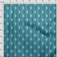 thumbnail image 3 of oneOone Cotton Jersey Teal Blue Fabric Stripe|Leaves & Floral Block Dress Material Fabric Print Fabric By The Yard 58 Inch Wide, 3 of 4