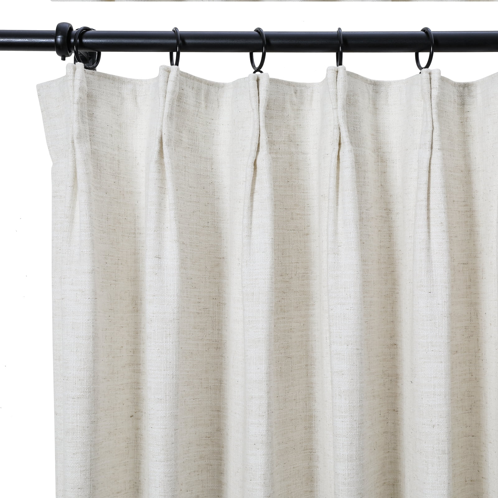 TWOPAGES Linen Blend 26 W X 63 L Inch Room Darkening Drape Pinch Pleat Privacy Protection Curtain for Bedroom, 1 Panel, Ivory White