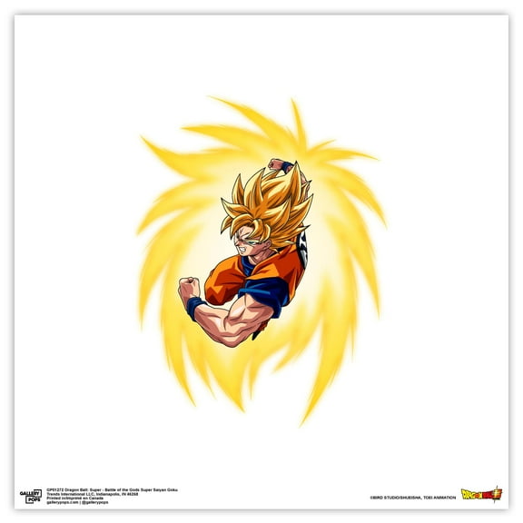 Gallery Pops Dragon Ball: Super - Battle of the Gods Super Saiyan Goku Wall Art, Unframed Version, 12" x 12"