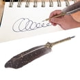 thumbnail image 3 of Feather Pen Set, Engraved Nib Exquisite Pattern Quill Pen Set With Ink Empty Bottle For Business For Birthday For Student Yellow,Gray,Black,Dark Purple, 3 of 8