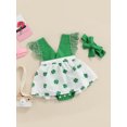thumbnail image 3 of Kiapeise Toddler Baby Girl Suspender Romper Dress Infant Girl St. Patrick Day Outfit Newborn Girl Clover Bodysuit, 3 of 9