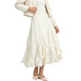 thumbnail image 4 of Wxolcjlv Womens Ruffled Lace Maxi Skirt Elastic Waist Flowy Layered Cut Skirts, 4 of 8
