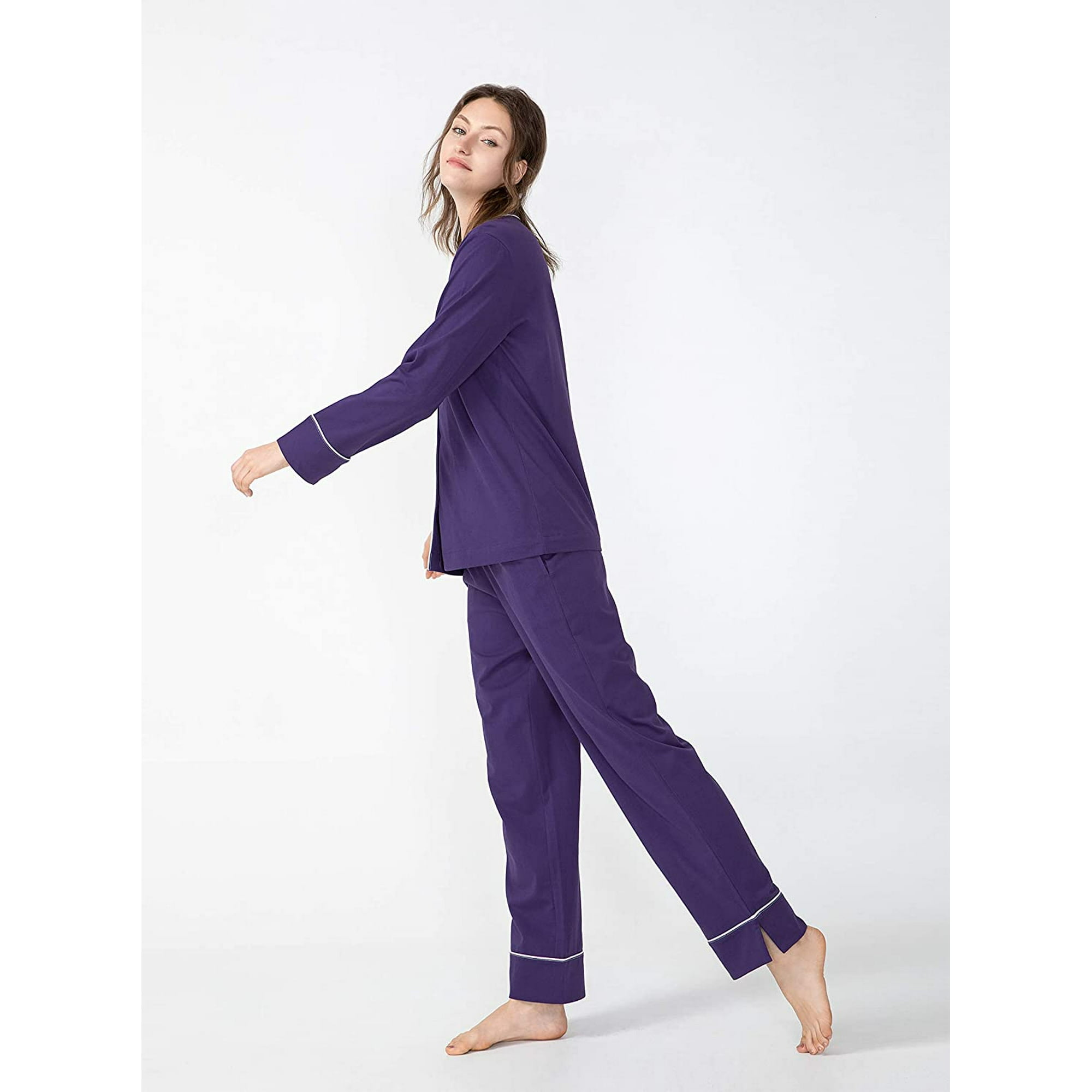 Funavi Womens Pajama Set 100 Cotton Pajamas Long Sleeve Sleepwear Button Down Loungewear S xl Other L