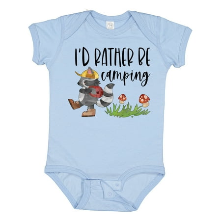

Inktastic I d Rather Be Camping- Raccoon with Backpack Gift Baby Boy or Baby Girl Bodysuit