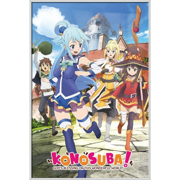Konosuba Framed Manga Anime Tv Show Poster Print Key Art Size 24 X 36 Walmart Com Walmart Com