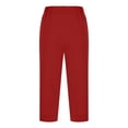 thumbnail image 6 of Audhol Capri Pants for Women, Pants for Women Elastic Waisted Summer Yoga Work Cropped Trousers with Pockets Womens Yoga Pants Red S, 6 of 7