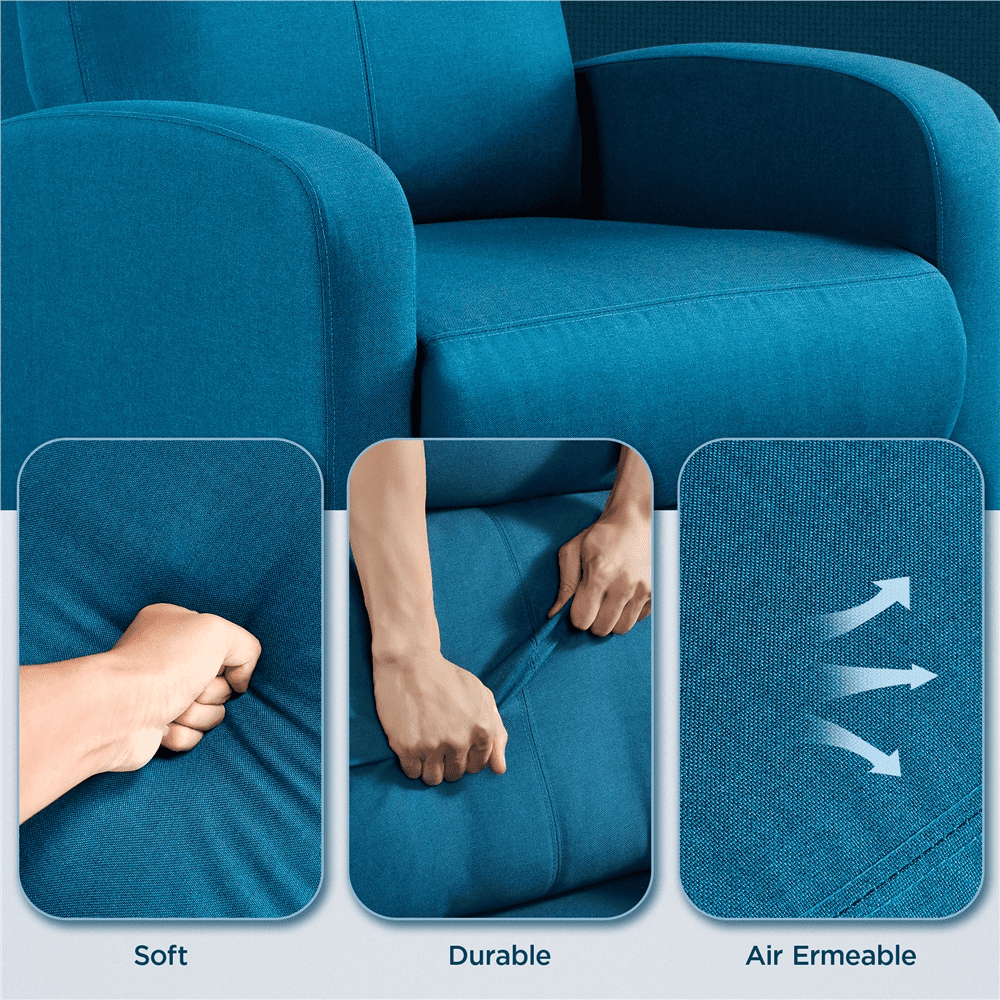 Alden Design Adjustable Fabric Recliner Chair with Pocket Springs for Livingroom, Set of 2, Teal