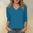 thumbnail image 2 of Women's V Neck 3/4 Sleeve Casual T-Shirt Soft Comfortable Basic Tee Stylish Loose Fit Blouse For Everyday Wear, 2 of 2
