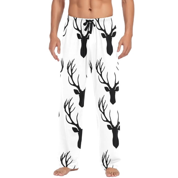 Abstract Deer Head Men's Pajama Pants Cotton Long Sleepwear Lounge Pants L