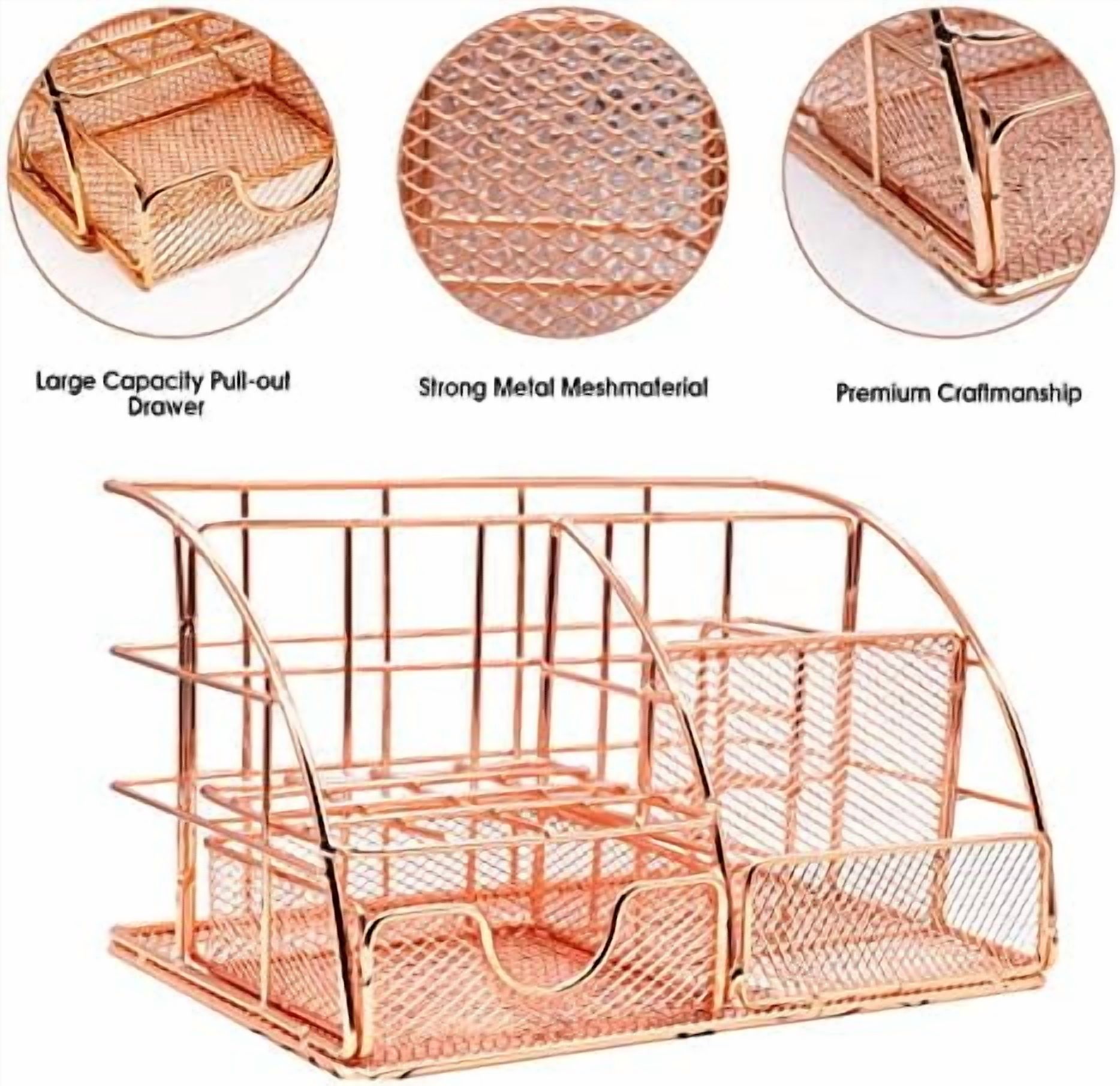 YNGLLC Rose Gold Desk Organizers and Accessories Office Supplies Set Stapler, Pen Holder, Phone Holder, Scissors, Pen, Ruler, 30 Paper Clips, 22 Binder Clip, 20 Tacks and 1000pcs Staples