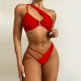 thumbnail image 2 of Aayomet Bathing Suit for Women Swimsuit Bikini Women's Solid Irregular Swimwears Tankinis Set (Red, L), 2 of 5