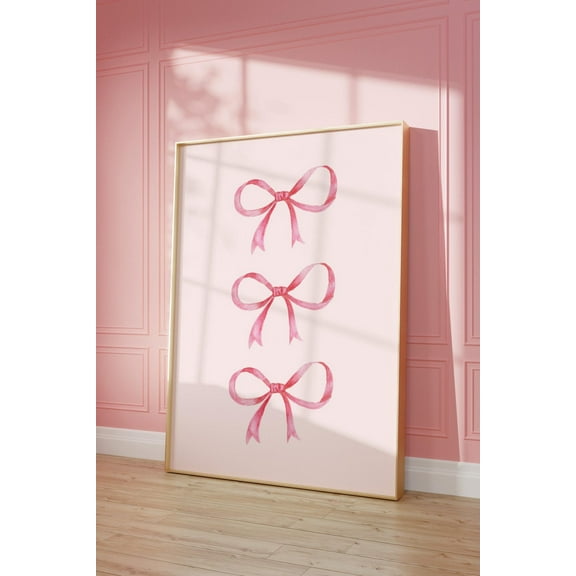 Modroom Pink Poster For Dorm Bedroom Girl Bow Art Pink Bow Pink Bows Coquette, Modern Wall Art Decor, 8x12 UNFRAMED