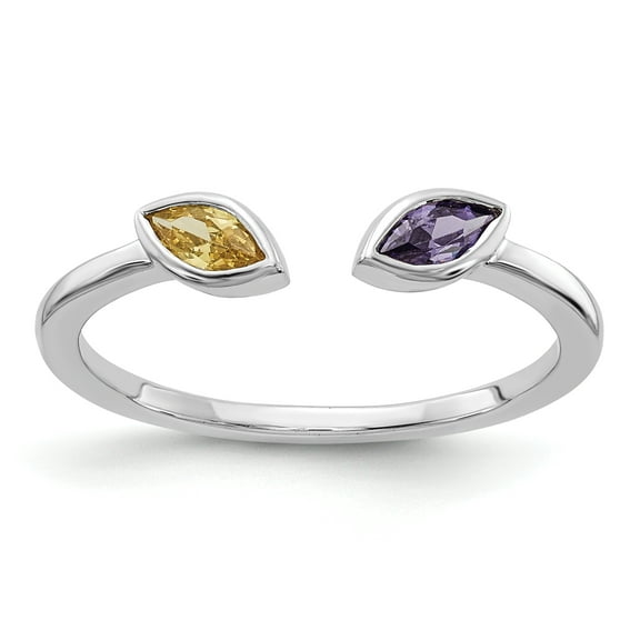 14K White Gold Plated Amethyst & Citrine Ring Size 7
