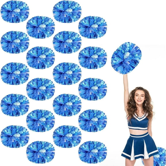 20 Pack Cheerleading pom poms,Handheld Cheer pom poms, Sports Cheer Plastic Pom Poms Cheerleading for Sports Team Spirit Cheering (Colorful Blue)