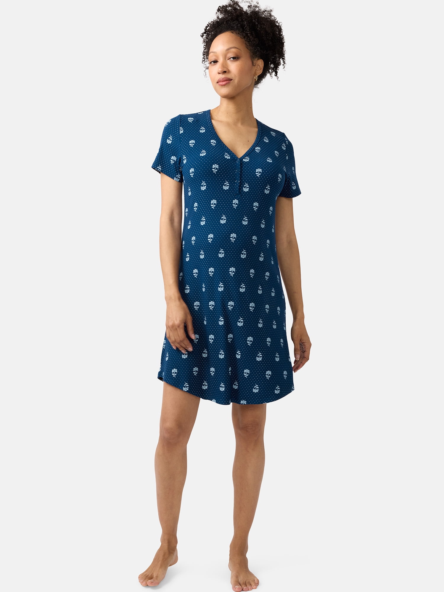 Ingrid & Isabel For Every Belly Women's Maternity Ribbed Henley T-Shirt Dress, Sizes S-XXXL