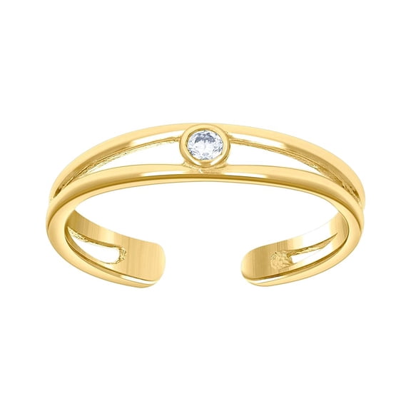 14k Yellow Gold Womens Cubic Zirconia Fashion toe ring 3.2x2.1mm Wide toe ring for Women - .9 Grams
