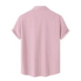 thumbnail image 6 of USNSM (M-5XL) Men's Plus Size Cotton Linen Short Sleeve Shirts Casual Lightweight Button Down Shirts Tops with Pocket Pink XL, 6 of 7