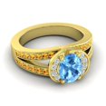 thumbnail image 3 of Diamond-Capitals 2.35 Carat Oval Cut Blue Topaz & Citrine Gemstone Fancy Wedding Ring for Women Solid 14K Yellow Gold Size 7, 3 of 8