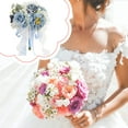 thumbnail image 4 of QccHieUs Wedding Bouquet Bridal Bouquet Artificial Roses Bride Holding Flowers Artificial Blue White, 4 of 8
