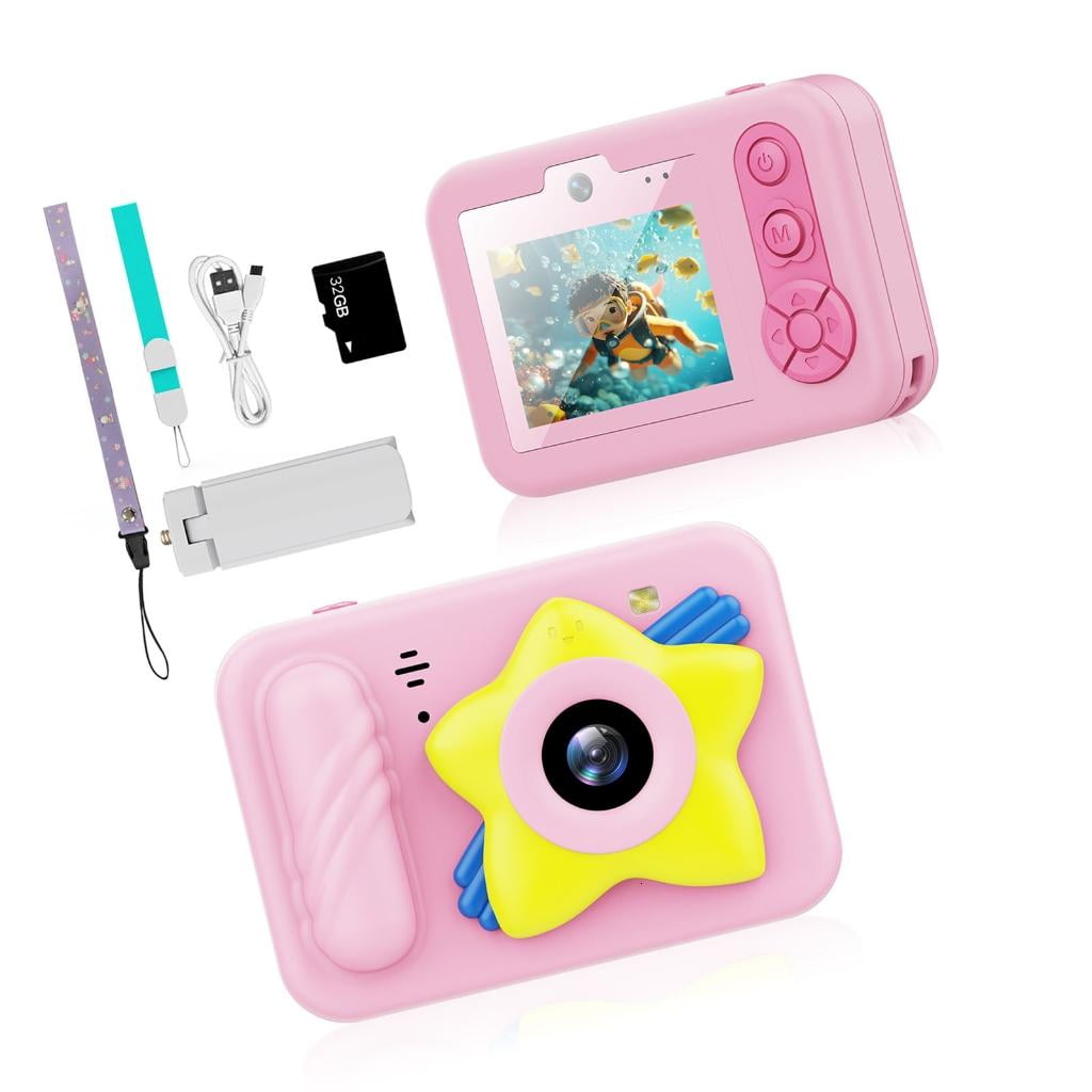Lerpwige Friendly Digital Camera 4800W Picture 1080P IP68 Strong Design Great For Swimming Snow Play