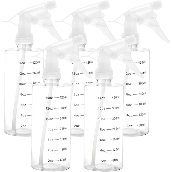 Youngever 5 Pack Empty Plastic Spray Bottles, Spray Bottles for Hair and Cleaning Solutions (16 Ounce)