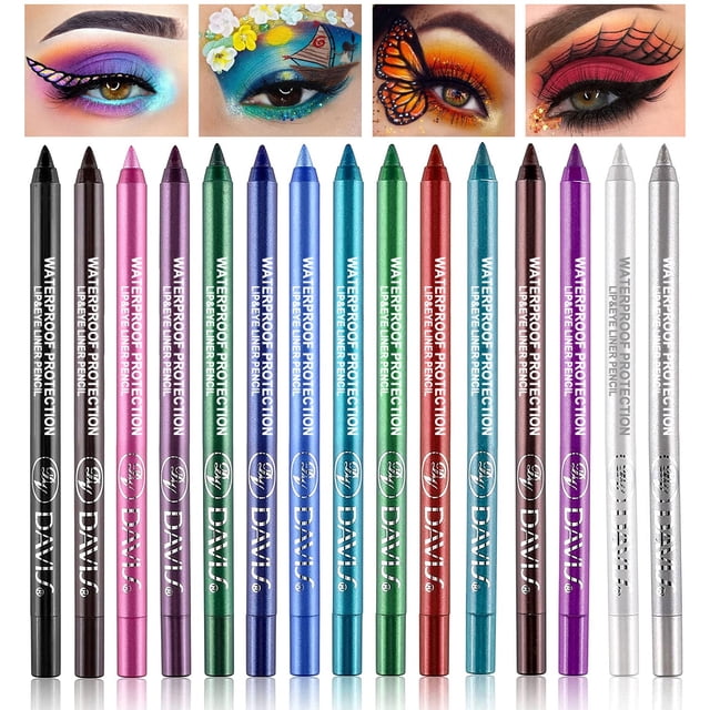Set de lápiz delineador de ojos LemonSac, 15 colores, impermeable, maquillaje para ojos