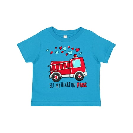 

Inktastic Set My Heart on Fire Valentine Fire Truck with Hearts Gift Toddler Boy or Toddler Girl T-Shirt