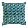 thumbnail image 1 of Nautical Throw Pillow Cushion Cover, Lovely Pattern of Seashells and Starfish, Decorative Square Accent Pillow Case, 24" X 24", Pale Sky Blue Earth Yellow Petrol Blue and Baby Blue, by Ambesonne, 1 of 2