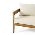 thumbnail image 3 of Brooklyn Outdoor Acacia Wood 3 Seater Sofa with Cushions, Teak and Beige, 3 of 10