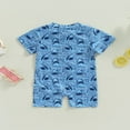 thumbnail image 4 of Baby Boys One-Piece Swimsuit  Cute Shark Print Short Sleeve Zip Up Rashguard Swimwear, 4 of 8