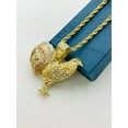 thumbnail image 5 of Medalla del Gallo de Tres Colores CZ para Mujer y Hombre Rope Chain Necklace 24" for Mens 18K Gold Filled Chicken Rooster Pendant Necklace, 5 of 8