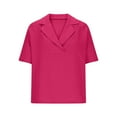 thumbnail image 4 of Womens Tops Under $10, Womens Oversized Short Sleeve Blouses Dressy Casual Lapel Collar V Neck Loose Business Trendy Button Down Shirts, 4 of 9