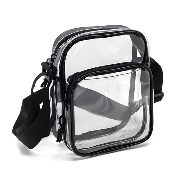 Clear Bag for Stadium Sling Crossbody Bag Front Zipper Pocket Adjustable Strap Handle Transparent Purse for Festivals Stadium Games Concerts Events Travel and Daily Hands Free Use
