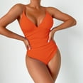 thumbnail image 4 of PEASKJP Womens One Piece Swimsuits Fashion Swimwear Quick Dry Conjoined Ruffle Floral, Orange M, 4 of 5
