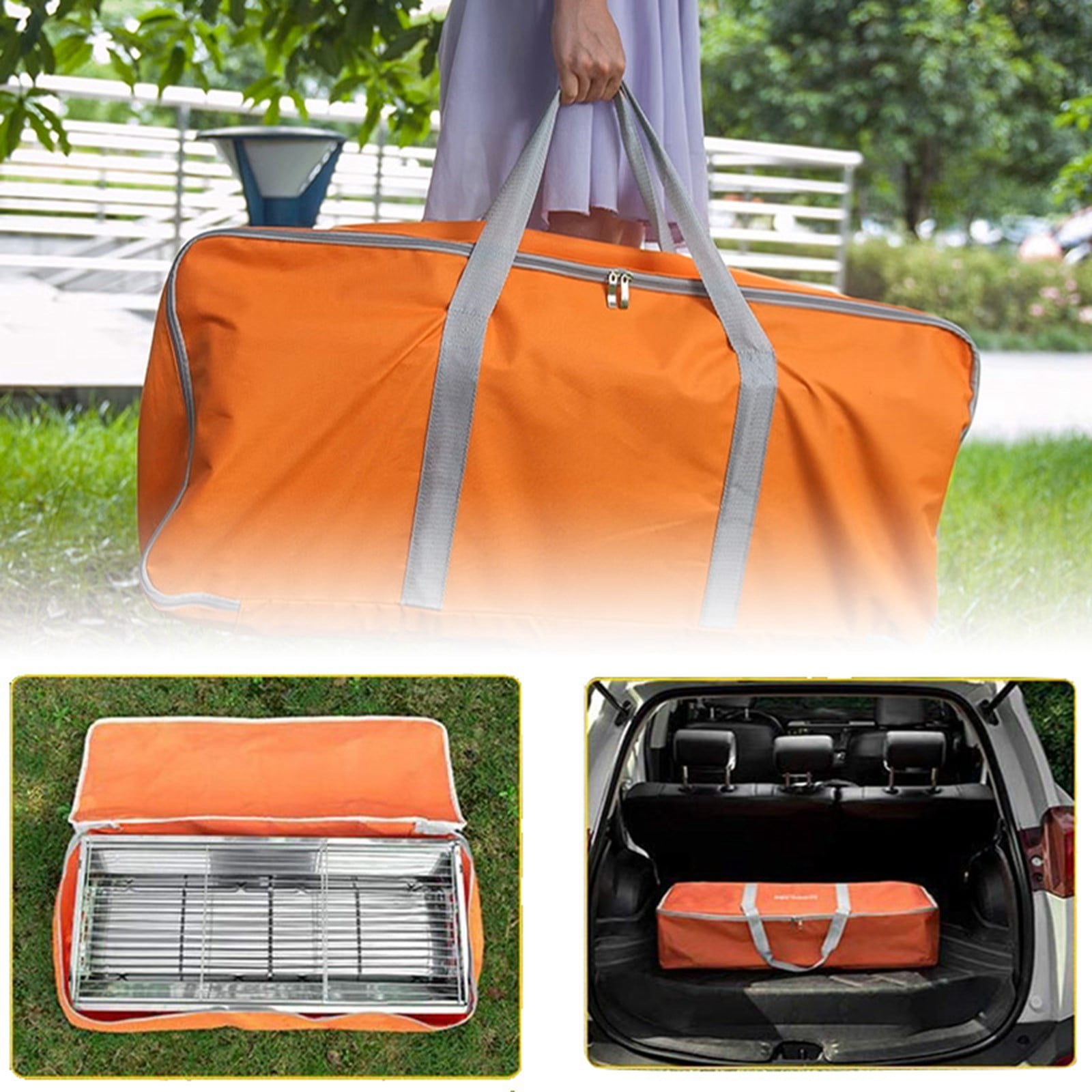 Portable BBQ Tool Storage Bag,24” Foldable Weekender Bag, Lightweight Travel Bag for Overnight Camping, Storage, Water Resistant Duffel Holdall Bag for Camping Picnic Trip