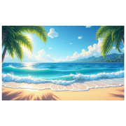 Tropical Beach Backdrop Palm Tree Ocean View Scenic Background for Vacation Party Summer Events