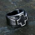 thumbnail image 3 of K-KED Vintage Chunky Cross Religious Ring Stainless Steel Men's Heavy Biker Ring Gifts-12, 3 of 6