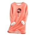 thumbnail image 2 of JURANMO Women's Christmas Tops Thick Fleece Sweatshirt,2024 Fall Winter Women's Girls Thickened Plush Fleece Lined Loungewear Classic Long Sleeve Crewneck Casual Cute Pattern Printing Pullover Top, 2 of 5
