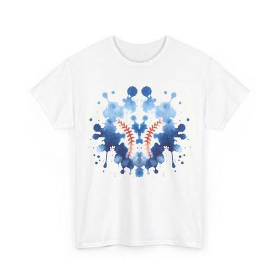 Inkblot Baseball Graphic T-Shirt, Sports Art Design Tee, Creative Athletic Streetwear Unisex Cotton T-Shirt, Sizes S-5XL