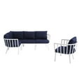 thumbnail image 2 of Modway Riverside 5 Piece Outdoor Patio Aluminum Set in White Navy, 2 of 10