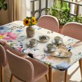 thumbnail image 3 of Bunny Easter Table Cloths for 5 Foot Rectangle Tables, Vintage Spring Floral Blue Eucalyptus Leaves Patio Waterproof Elastic Fitted Tablecloths, Washable Rectangular Table Cover for Camping, 3 of 8
