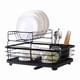 thumbnail image 1 of Escurridor de platos de 2 niveles con bandeja de goteo, portavasos y escurridor de platos con gran capacidad para cubiertos de cocina (negro), 1 of 5