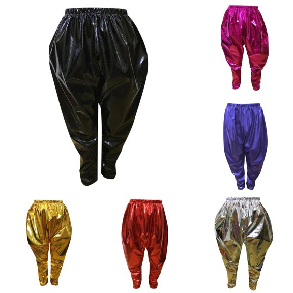 WERYOUNG Kids Boys Girls Metallic Harem Dance Pants Loose Fit Tapered Leg Trousers Girls Fashionable Bottoms 3-4 Years